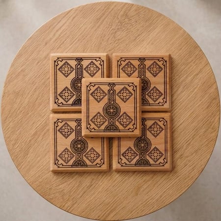 قاعدة أكواب النقوش المدينية - 6 قطع