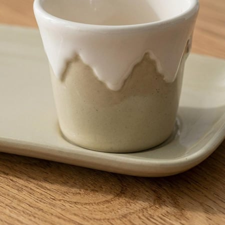 فنجان وطبق الشرفات النجدية - بيج