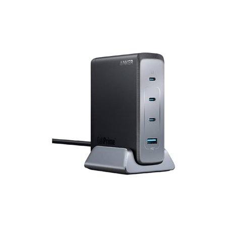 انكر - منصة شحن بـ4 منافذ طاقة بقوة 240 واط بـ3 منافذ تايب سي و منفذ USB - اسود