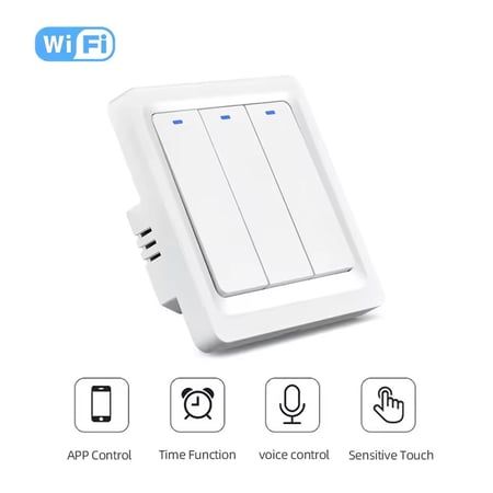 مفتاح ذكي واي فاي 3 منافذ تقليدي – متوافق مع Smart Life وAlexa