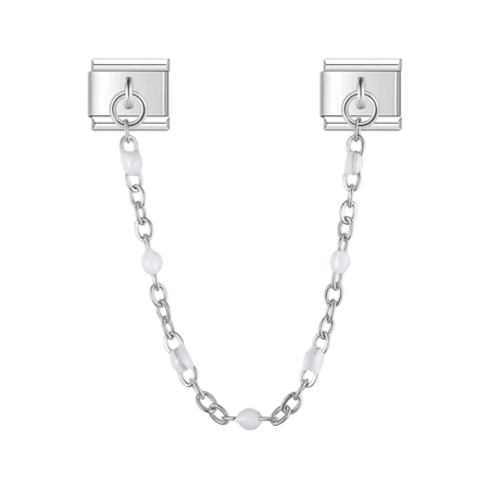 تشارمز فضي مزدوج سلسلة  بكرات بيضاء صغيرة