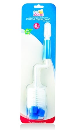 بيبي زون فرشاة رضاعة و حلمة مع راس اسفنجي دوارة