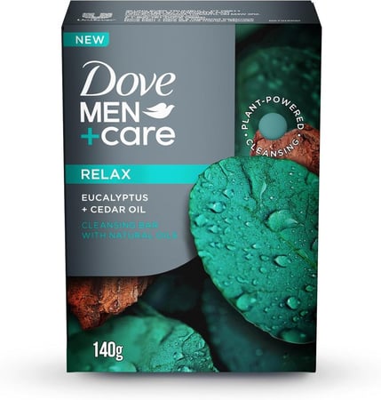 دوف مان كير صابون ريلاكس 4 في 1 بالأوكالبتوس وزيت الخشب 141 جرام