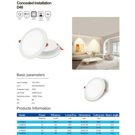 كشاف دفن بنل ثلجي 10 وات مقاس 10 سم - فيماكس V-MAX