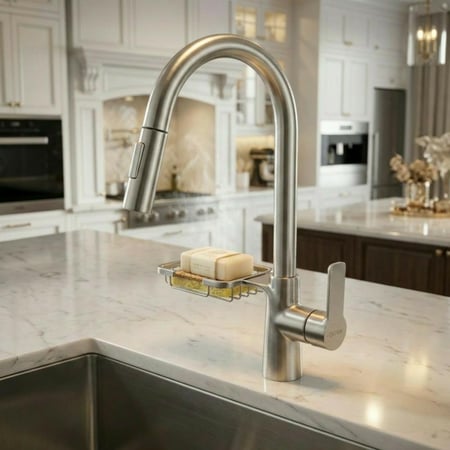 خلاط مجلى سحاب مع حامل صابون شبك كروم مطفي - اوريسا ORISA