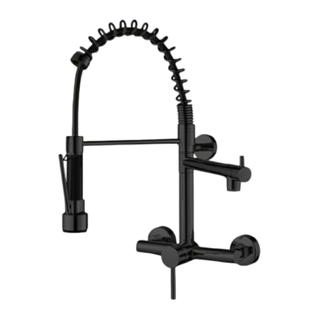 خلاط مجلى متحرك سستة جداري خطين (مخرجين للمياه) مودرن أسود - هلمند helemend