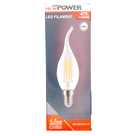 لمبة ليد معكوف شفاف فيلي منت دايمر 4.5 وات أصفر - نيوباور NEWPOWER