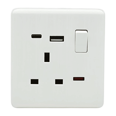 فيش مع مفتاح ولمبة 13 أمبير USB+Type-C لؤلؤي كيرف وطني - الرائد العربي ALRAED