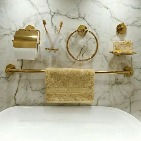 طقم اكسسوار حمام كامل 6 قطع ستانلس ستيل ذهبي - شيند SHIND