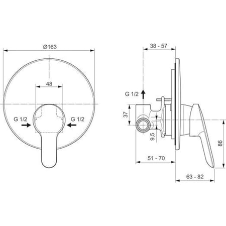 خلاط شطاف ألفا مخفي دفن خط واحد كروم A7184AA - ايديال ستاندرد Ideal standerd