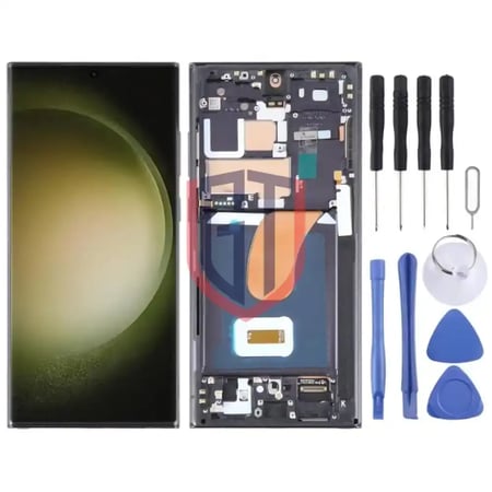 For Samsung Galaxy S23 Ultra 5G SMS918B EU Edition 6 78 inch OLED LCD Screen with Frame Black