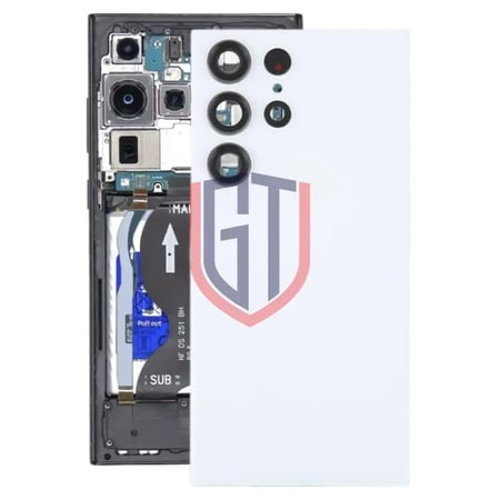 غطاء خلفي زجاجي للبطارية مع غطاء عدسة كاميرا لهاتف Samsung Galaxy S23 Ultra