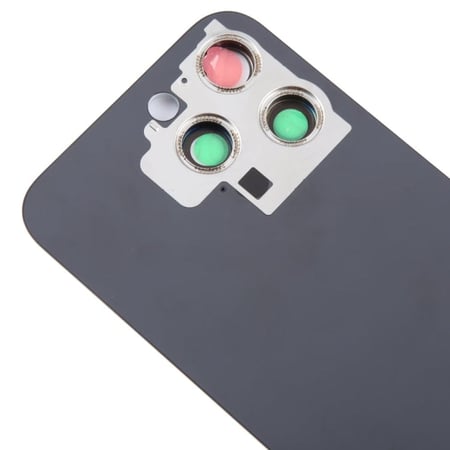 غطاء خلفي زجاجي للبطارية مع غطاء عدسة الكاميرا لهاتف iPhone 15 Pro (أسود)