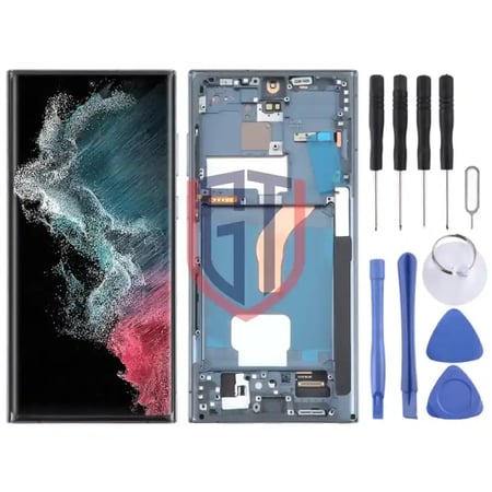 Samsung Galaxy S22 Ultra 5G SM-S908B شاشة OLED LCD مقاس 6.78 بوصة، مجموعة كاملة مع إطار