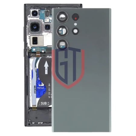 غطاء خلفي زجاجي للبطارية مع غطاء عدسة كاميرا لهاتف Samsung Galaxy S23 Ultra