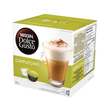 كبسولات كبتشينو دولشي غوستو نسكافيه 186.4 جرام*16كبسوله   Nescafe Dolce Gusto Cappuccino Coffee Capsules