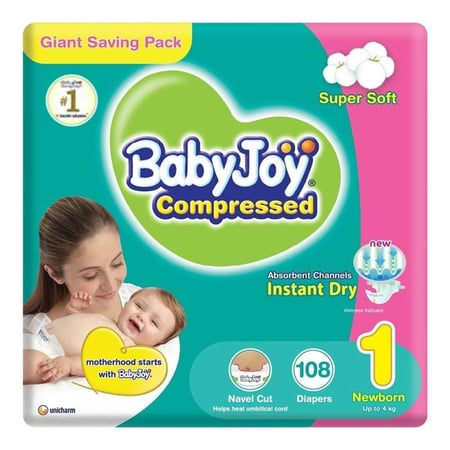 بيبي جوي حفاضات اطفال العبوة التوفيرية مقاس 1 108 حبة