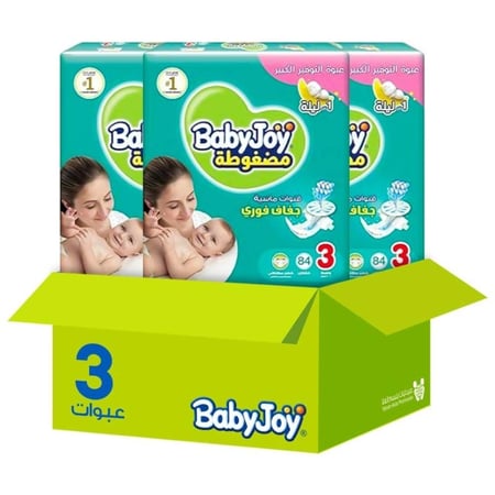 كرتون بيبي جوي حفاضات اطفال العبوة التوفيرية مقاس [3] 84 حبة*3 عبوات |بوكس التوفير