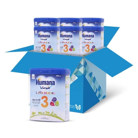 كرتون هيومانا بيبي ميل 3 حليب أطفال المرحلة الثالثة من عمر سنة وحتى 3 سنوات 6×800 جرام | عبوة التوفير