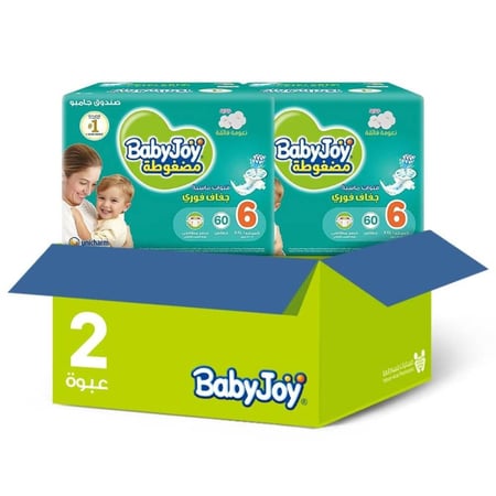 كرتون بيبي جوي حفاضات اطفال بوكس مقاس [6] 60 حبة| عبوة زوجية