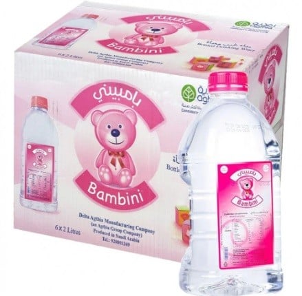 بامبيني مياه للاطفال كرتونة 6*2 لتر