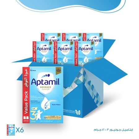 كرتون ابتاميل جونيور 3 حليب أطفال المرحلة الثالثة لعمر سنة فاكثر – 6 × 1200 جم | عبوة التوفير