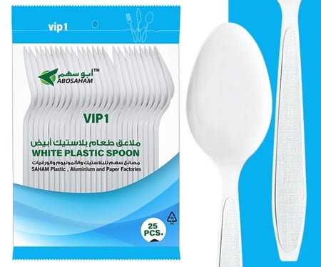 ملاعق طعام VIP ابيض - اتوماتيك PP شد 25*20