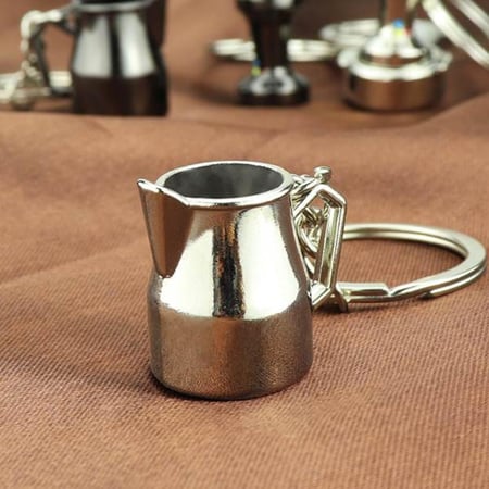 ميدالية مفاتيح قهوة ابريق حليب باللون الفضي من باريستار