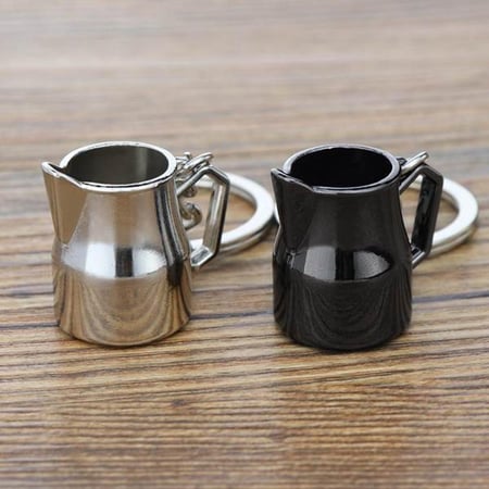 ميدالية مفاتيح قهوة ابريق حليب باللون الفضي من باريستار