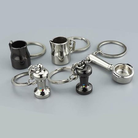 ميدالية مفاتيح قهوة ابريق حليب باللون الفضي من باريستار