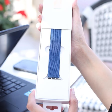 سوار ساعة ابل قماش (أزرق) مقاس 42/44 من نيتزي