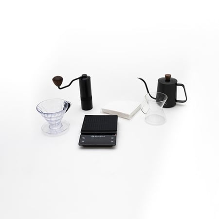 شنطة القهوة المختصة V60 من باريستار (مع طاحونة احترافية) + هدية مجانية (ترمس حافظ للحرارة و كوب و مقياس حرارة)