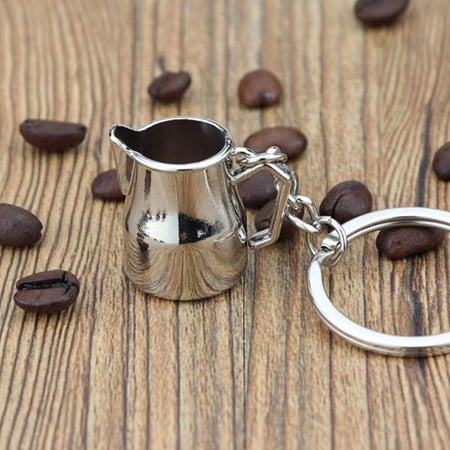 ميدالية مفاتيح قهوة ابريق حليب باللون الفضي من باريستار