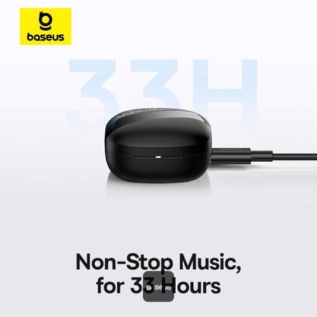 سماعات أذن لاسلكية Baseus Bowie E20 مع ميكروفونين ENC ومدة تشغيل تصل إلى 33 ساعة - أسود