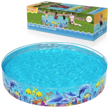 مسبح  برسومات بحرية ثلاثية الأبعاد  للأطفال 2.44م × 46سم – Bestway Odyssey Fill 'N Fun Play Pool