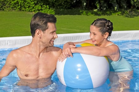 مسبح مستطيل  عائلي  مع ملحقاتها كامل 4.04 م × 2.01 م (Bestway Power Steel)