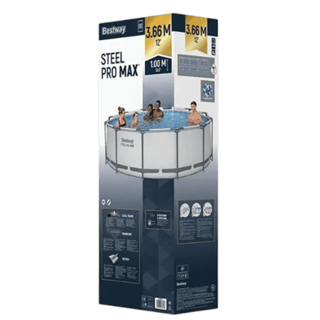 مسبح ستيل برو ماكس الدائري مع فلتر Bestway Steel Pro MAX Round Pool (3.66m x 1.00m)