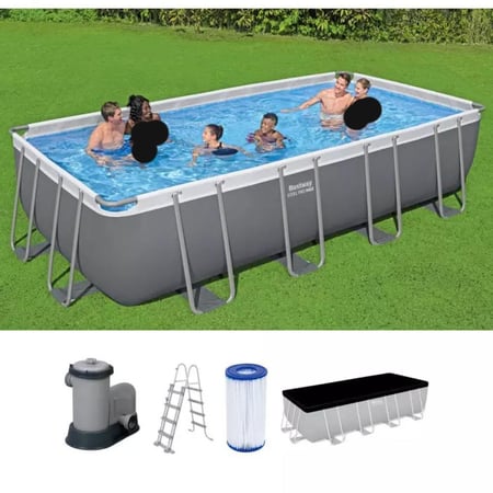 ‍ مسبح مستطيل  عائلي  مع ملحقاتها كامل 5.49م × 2.74م × 1.22م Bestway Power Steel -