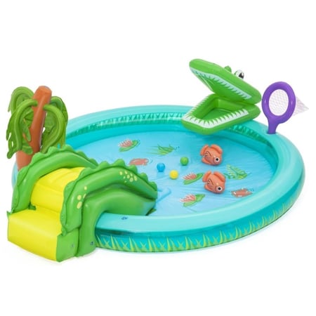 ملعب مائي ع شكل تمساح ومنزلق  وشلال  2.24 م × 1.83 م × 72 سم  – Bestway Crocodile Cove Play Center