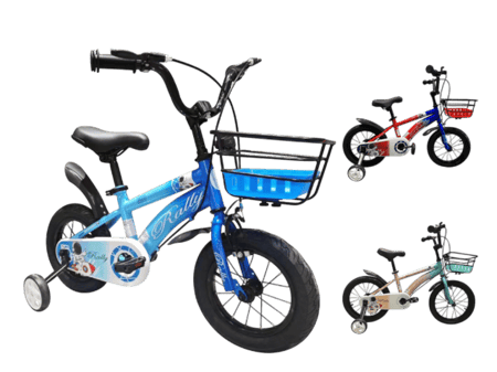 دراجة أطفال 14 بوصة  مع مساند جانبية وسلة
