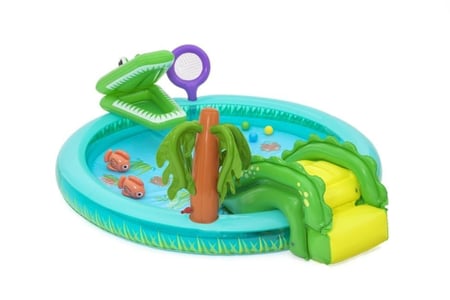 ملعب مائي ع شكل تمساح ومنزلق  وشلال  2.24 م × 1.83 م × 72 سم  – Bestway Crocodile Cove Play Center