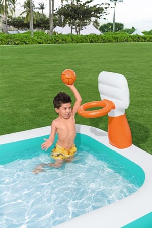 مسبح مع سلة كرة 2.51 م × 1.75 م × 51 سم – Bestway Dunk N' Splash Family Pool