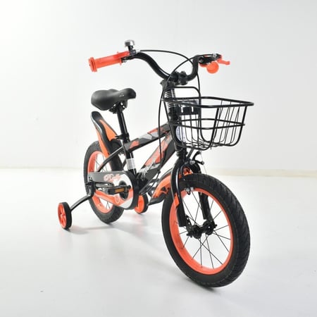 دراجة أطفال 14 بوصة مع مساند جانبية وسلة أمامية