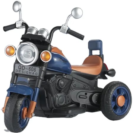 دباب كهربائي للأطفال كبير بثلاث عجلات، لون كحلي >> ( S )