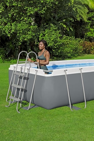 مسبح مستطيل  عائلي  مع ملحقاتها كامل 4.04 م × 2.01 م (Bestway Power Steel)