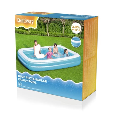 مسبح عائلي مستطيل أزرق 3.05 م × 1.83 م × 46 سم – Bestway Blue Rectangular Family Pool