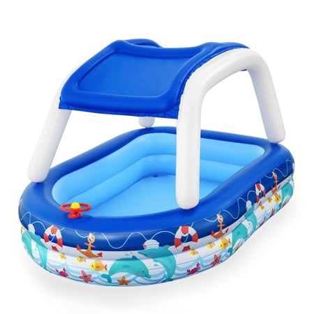 ملعب الأطفال البيضاوي بمظلة 1.47 × 1.47 × 1.22 م — Bestway "Canopy Plashable Play Pool"