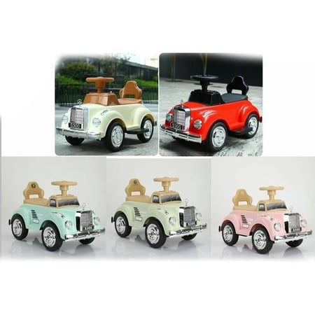 سيارة سلايد أطفال بتصميم رجعي مع عجلة قيادة وصوت