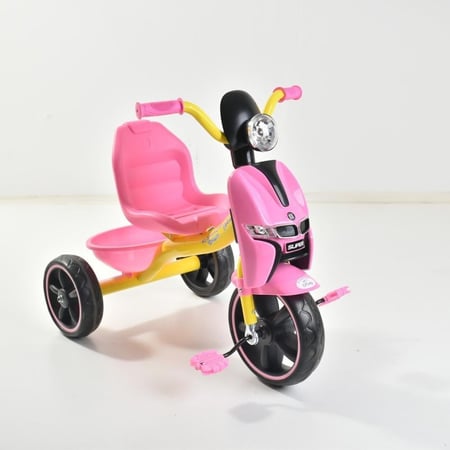 دراجة ثلاثية للأطفال مع إضاءة وموسيقى بلون زهري