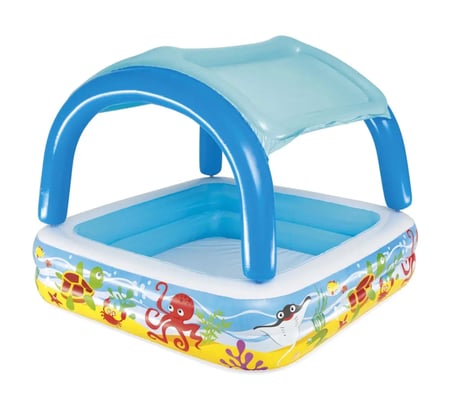 مسبح أطفال مربع بطبقتين مع مظلة 1.40 × 1.40 × 1.14 م — Bestway "Beach Buddy Shaded Play Pool"